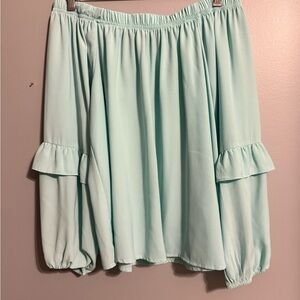 TCEC Light Blue Off The Shoulder Shirt